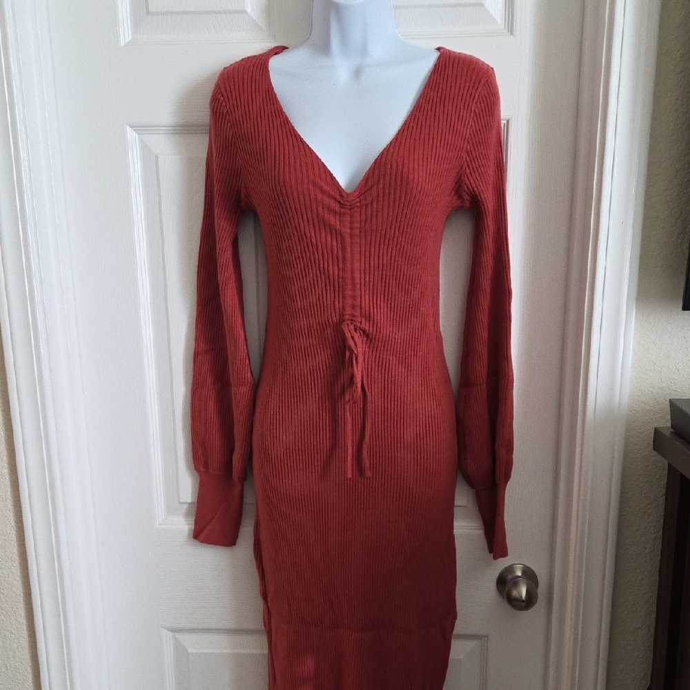 Lulu's Terracotta Long Sleeve Dress